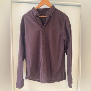 Men’s All Saints button down shirt - Maroon - Large